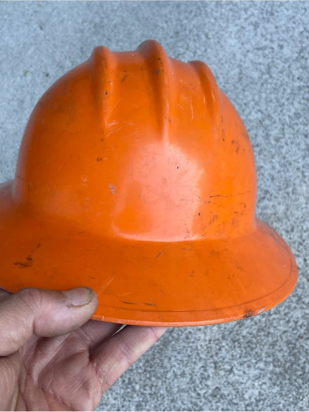 Vintage E.D. BULLARD Orange Fiberglass Hard Boiled Full Brim Hard Hat - PAC BELL